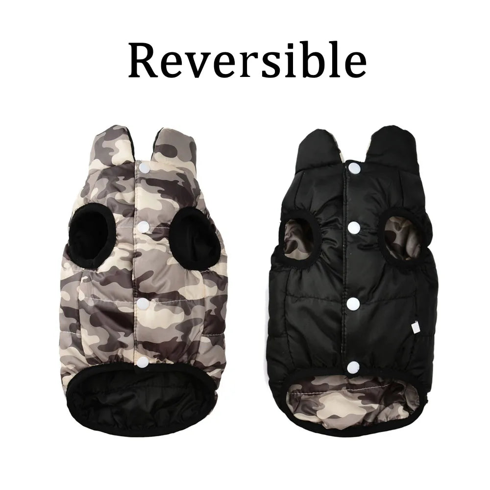 Ropa acogedora para mascotas, chaleco Reversible con botones para perros pequeños y medianos