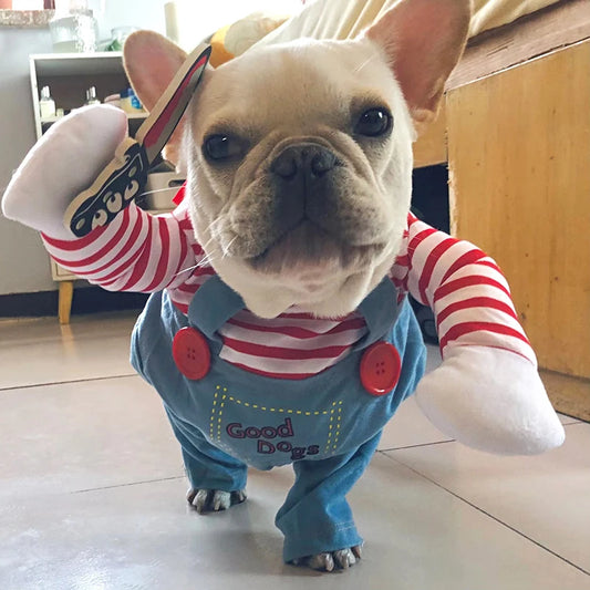 Divertido disfraz de perro de Halloween (Chucky)