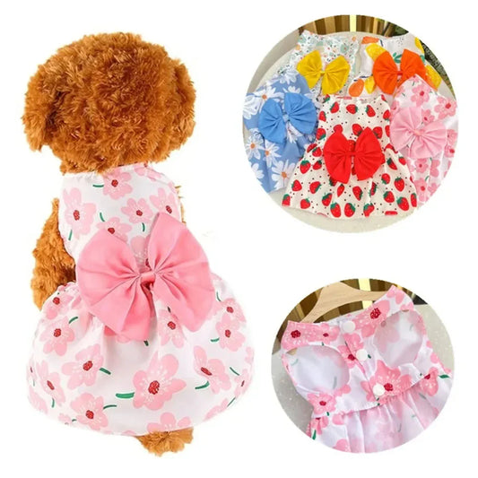 🎀 Vestido de princesa para perros y gatos – con lazo y encaje
