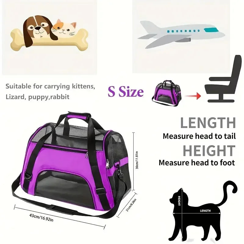 Bolsa transportadora portátil para perros y gatos – cómoda y transpirable