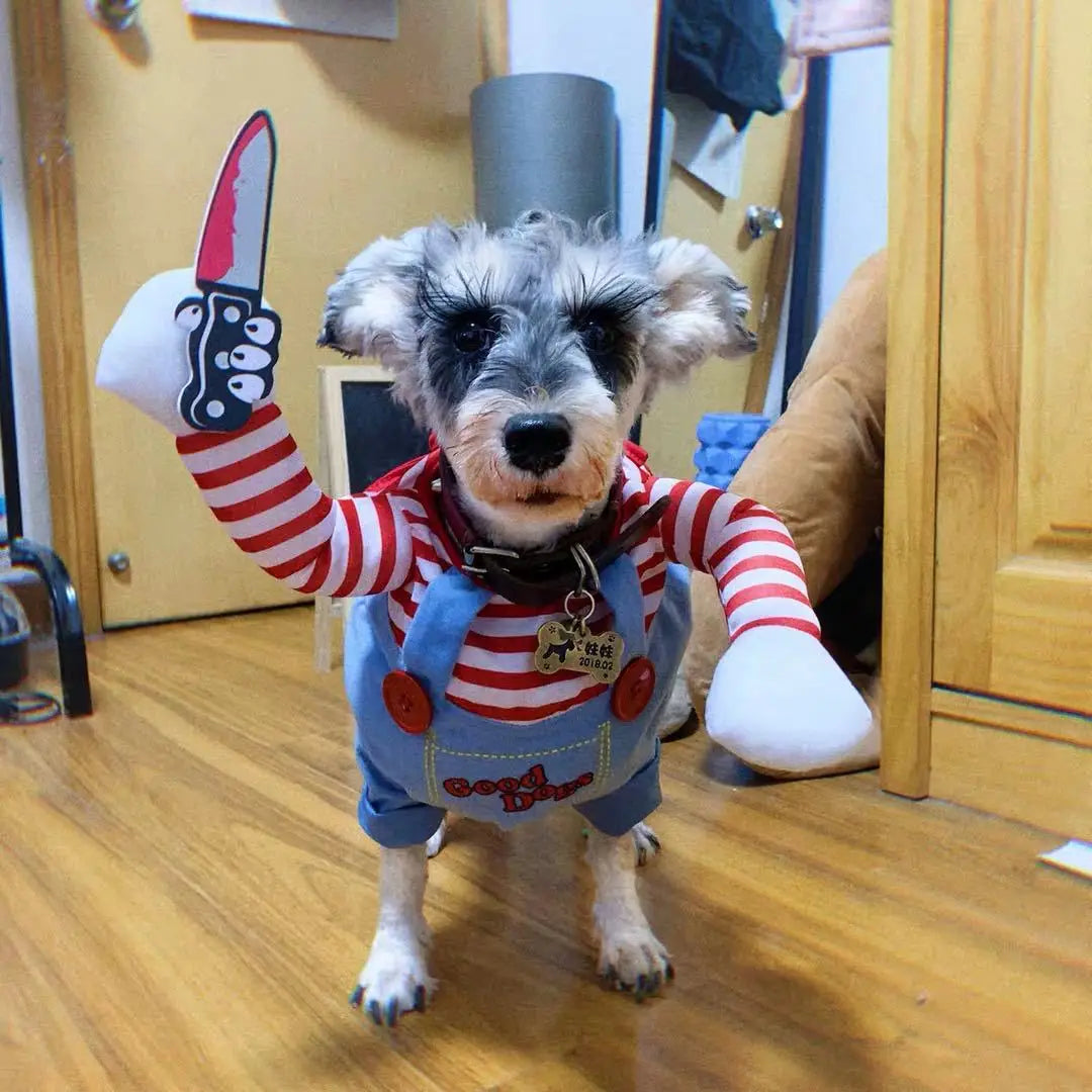 Divertido disfraz de perro de Halloween (Chucky)